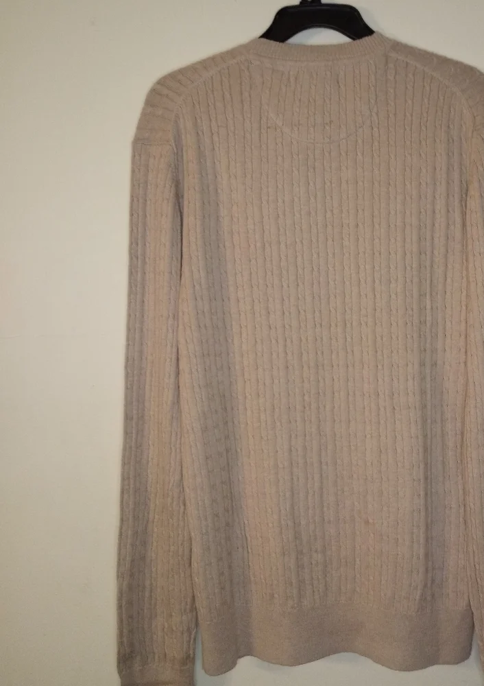 knitwear kingdom Khaki crewneck cable-knit long sleeve Sweater